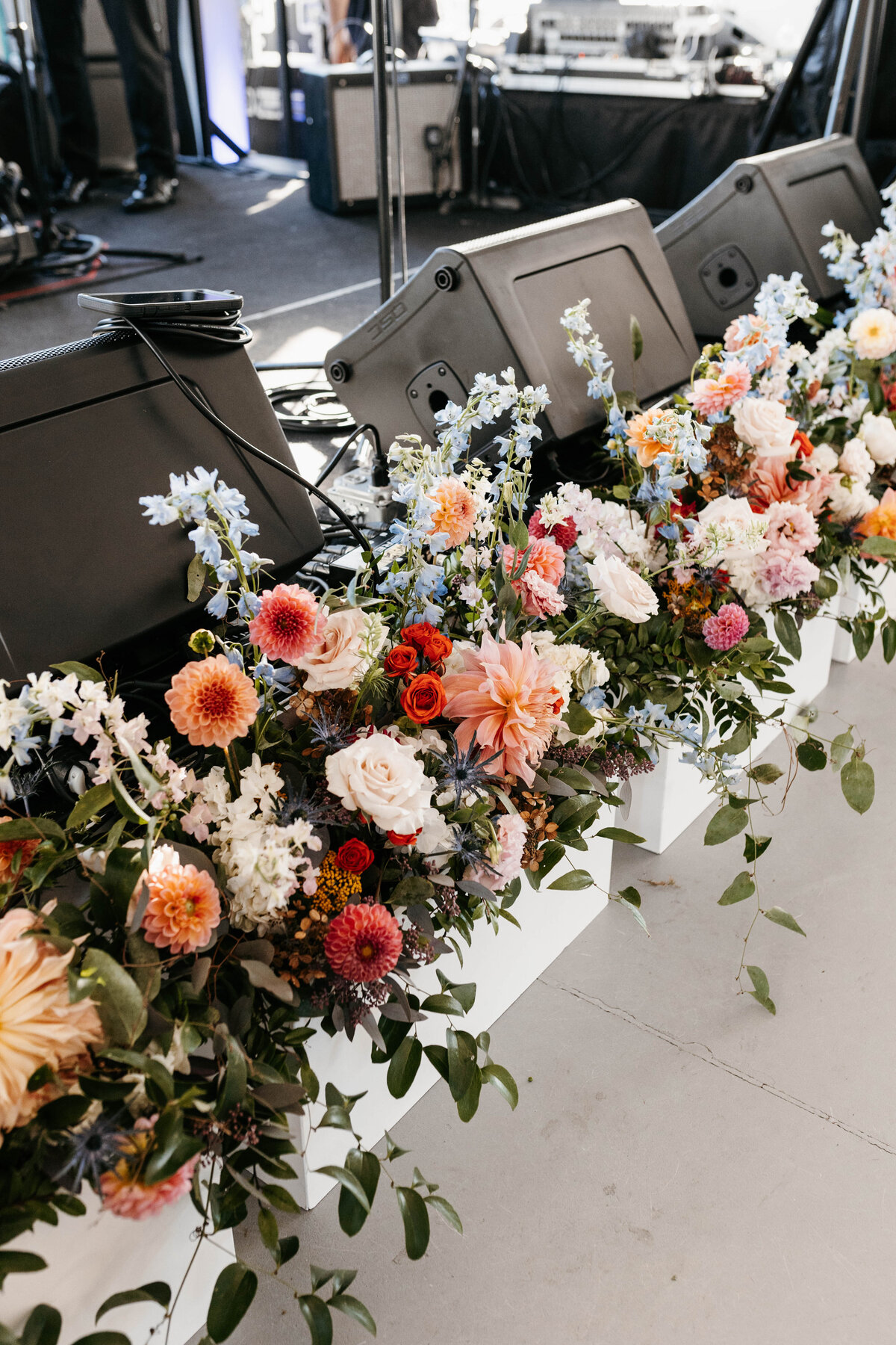 Wedding flowers on stage
