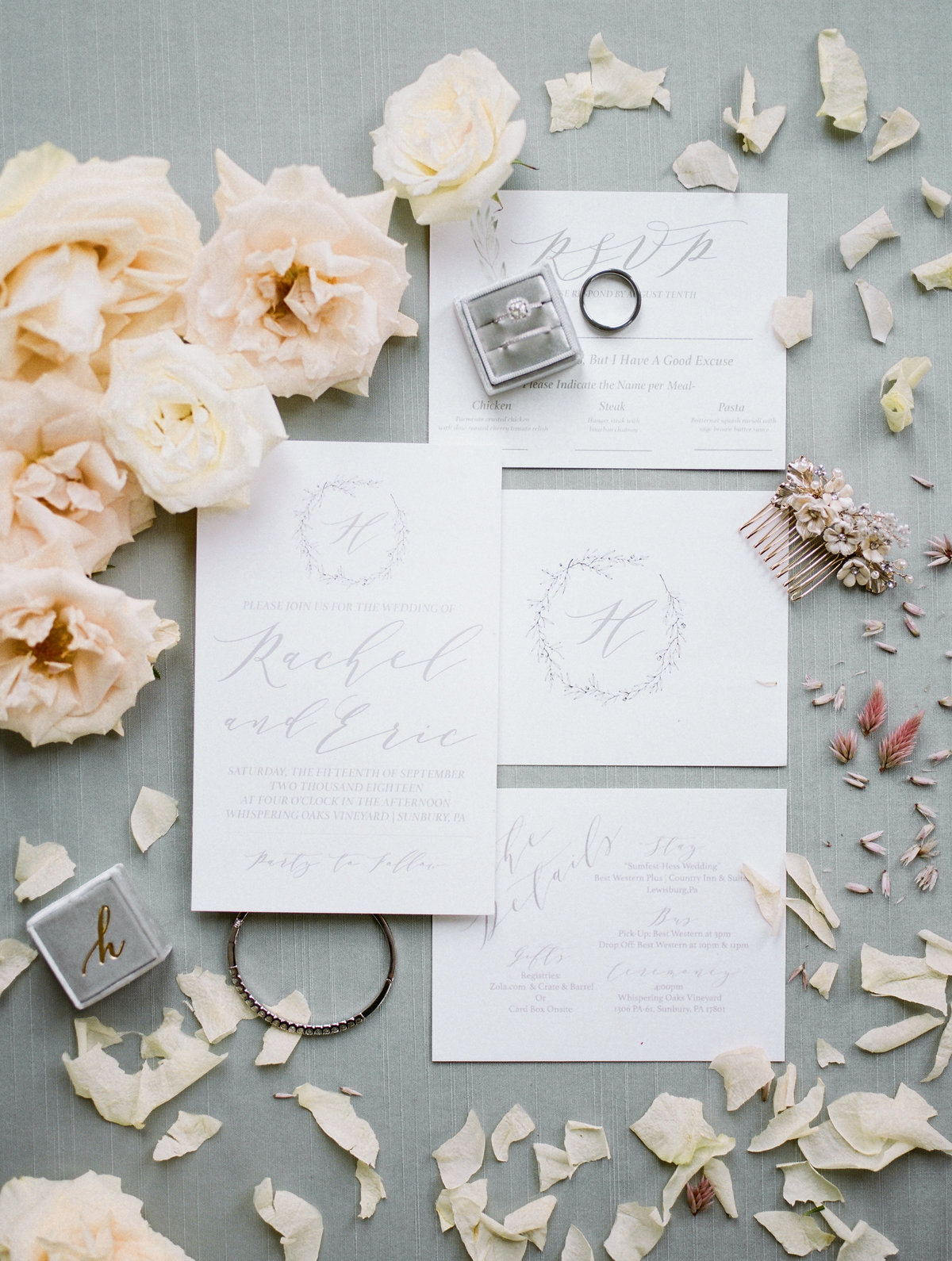elegant and classic white wedding invitations at philadelphia wedding