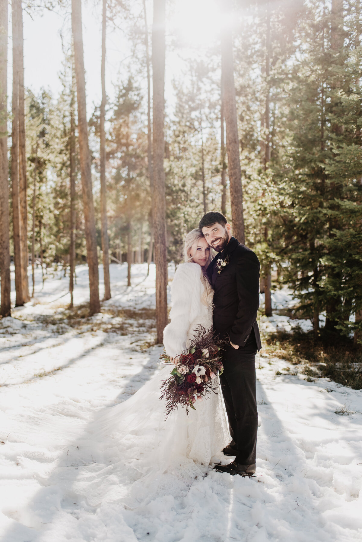 Jackson Hole Photographers capture bride and groom in snow
