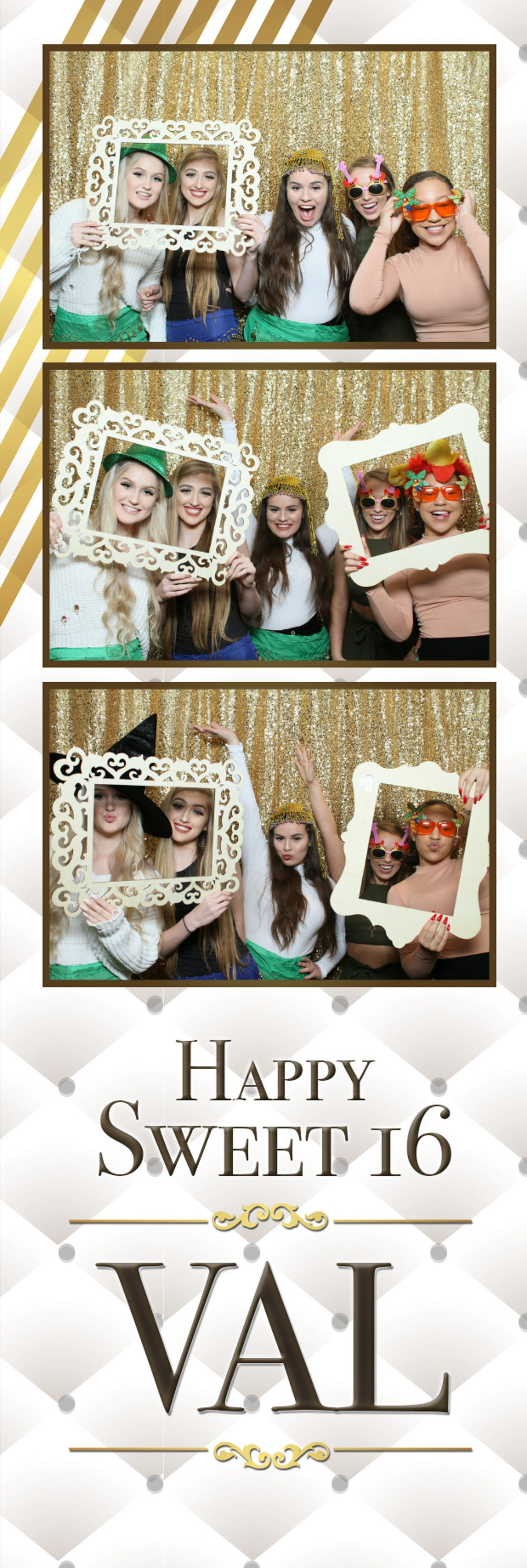 Photo booth rental for Val Worthington's sweet 16 party in Mobile, Alabama.