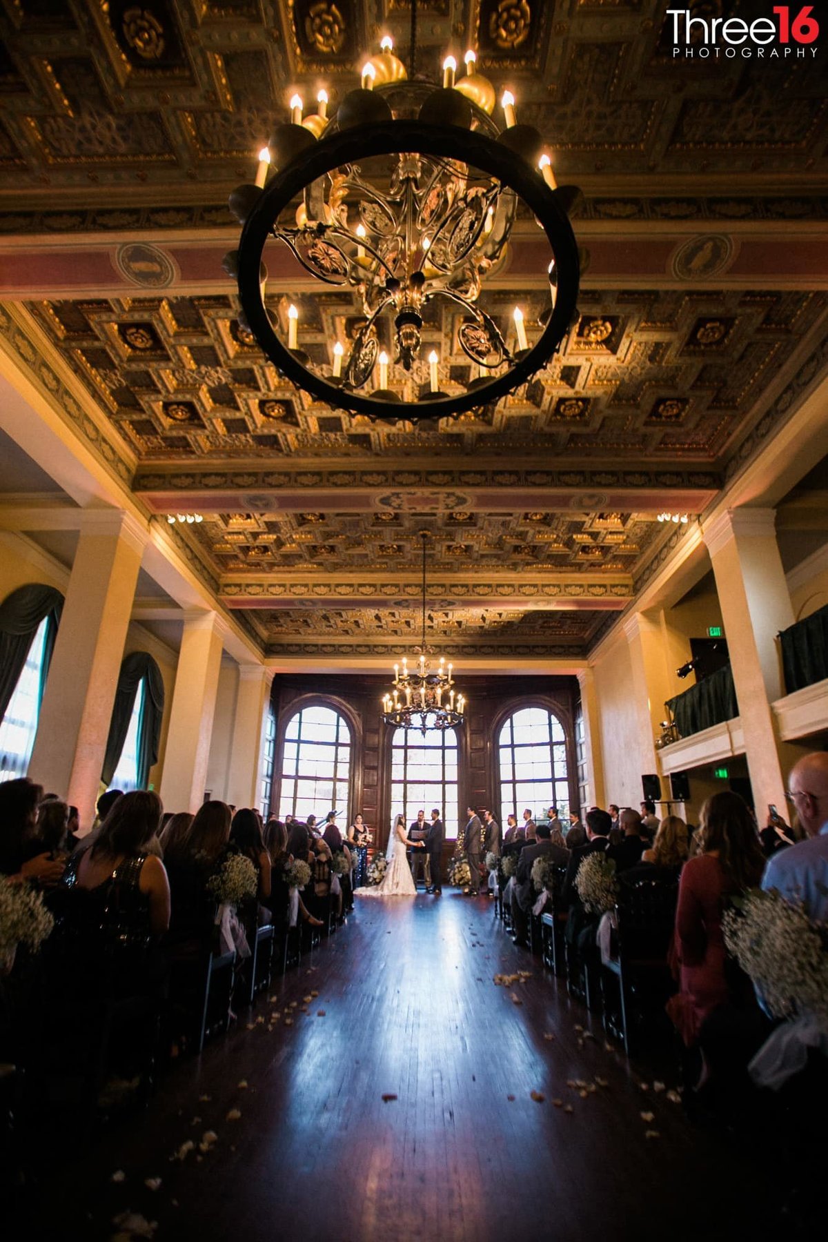 Aisle view of an Ebell of Los Angeles Wedding Ceremony