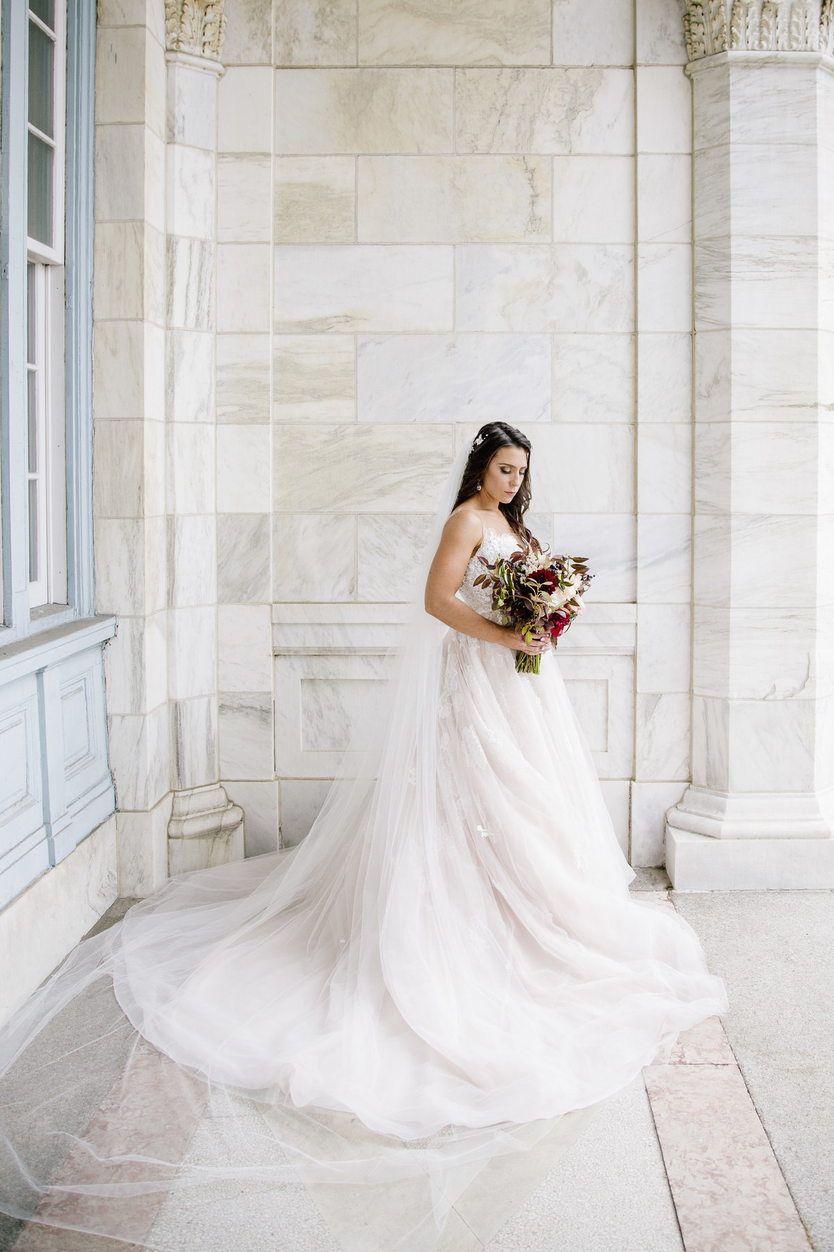 bride with large gown at asbury park wedding