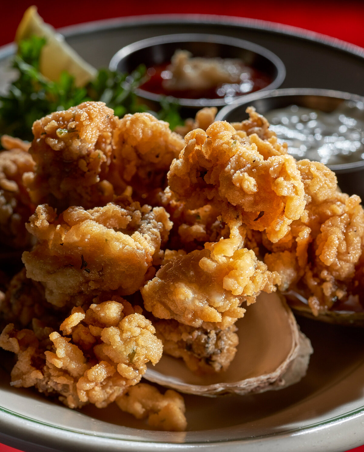 Fried oysters on a plate