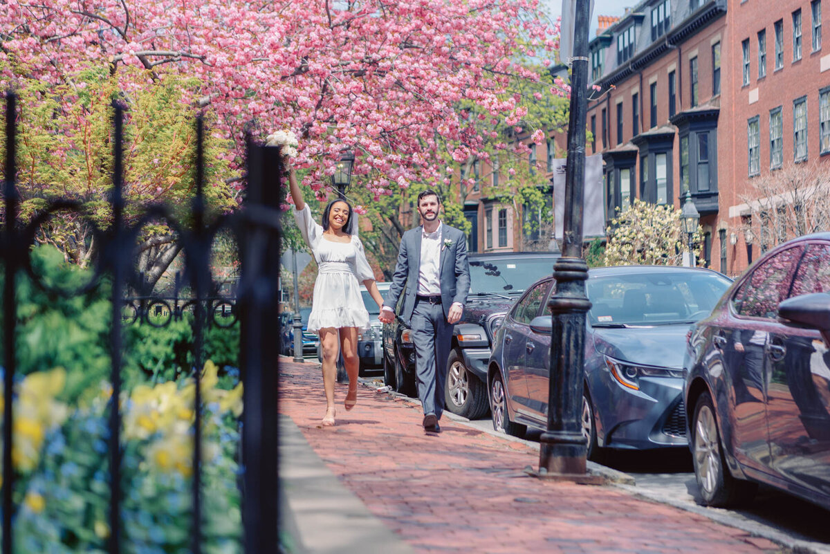 Boston Elopement blossoms in Beacon Hill