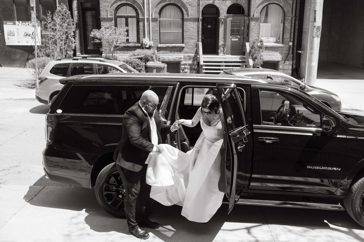 Bride Getting Out of Car