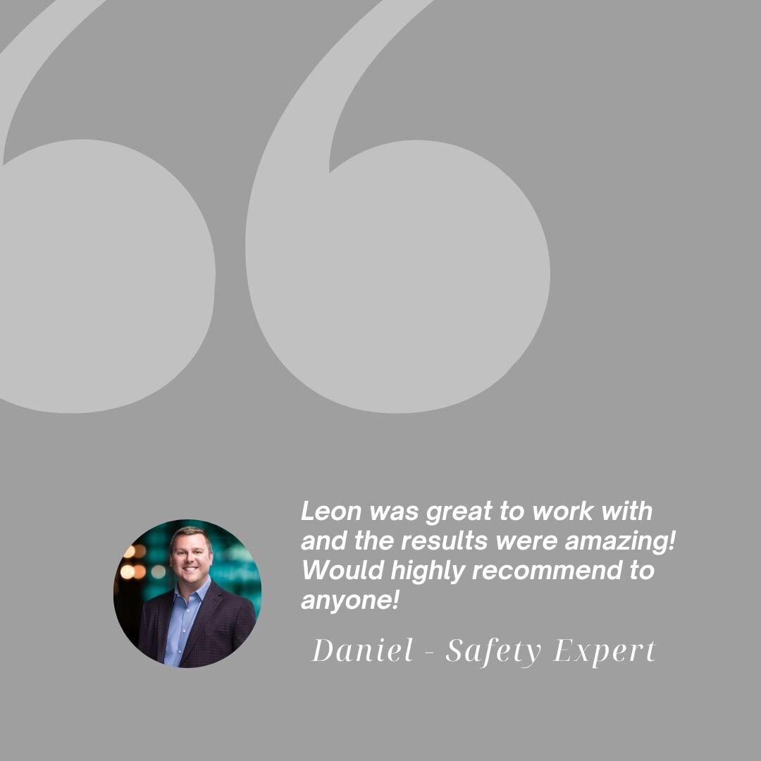 Daniel, a man with a friendly expression wearing a dark plaid blazer and light blue shirt, shares his positive experience working with Leon at his Cincinnati headshot studio. As a safety expert, Daniel highlights the amazing results and highly recommends Leon's professional headshot services to others seeking quality portraits in Cincinnati.