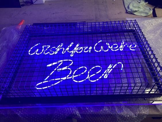 Custom Caged Neon Sign for Bar