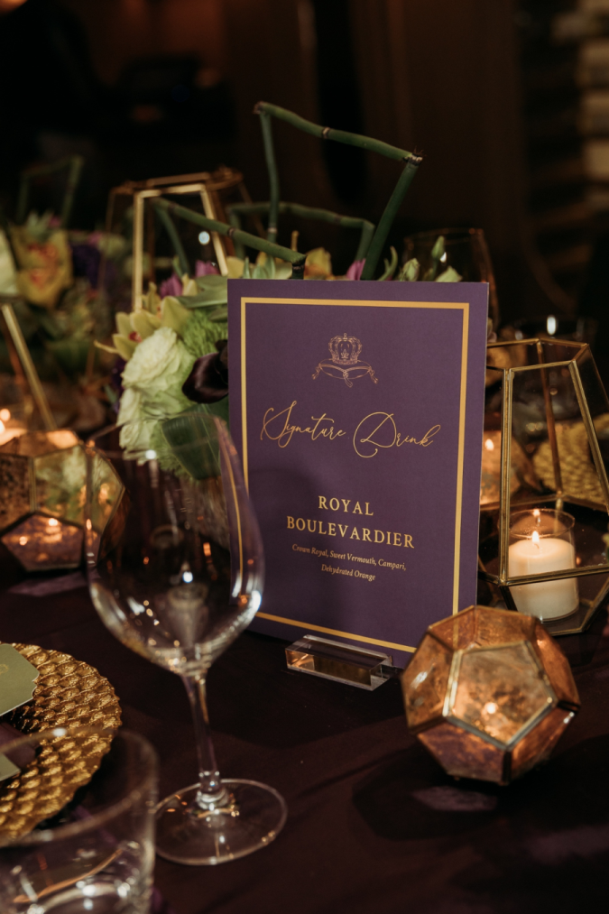 crown-royal-sage-green-birthday-party-purple-gold-stationery-signature-drink-cocktail-sign