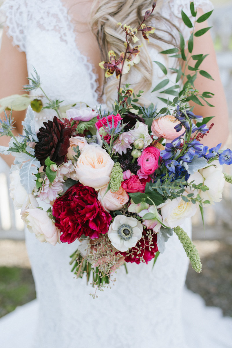 Colorful pink and whimsical bridal  bouquet