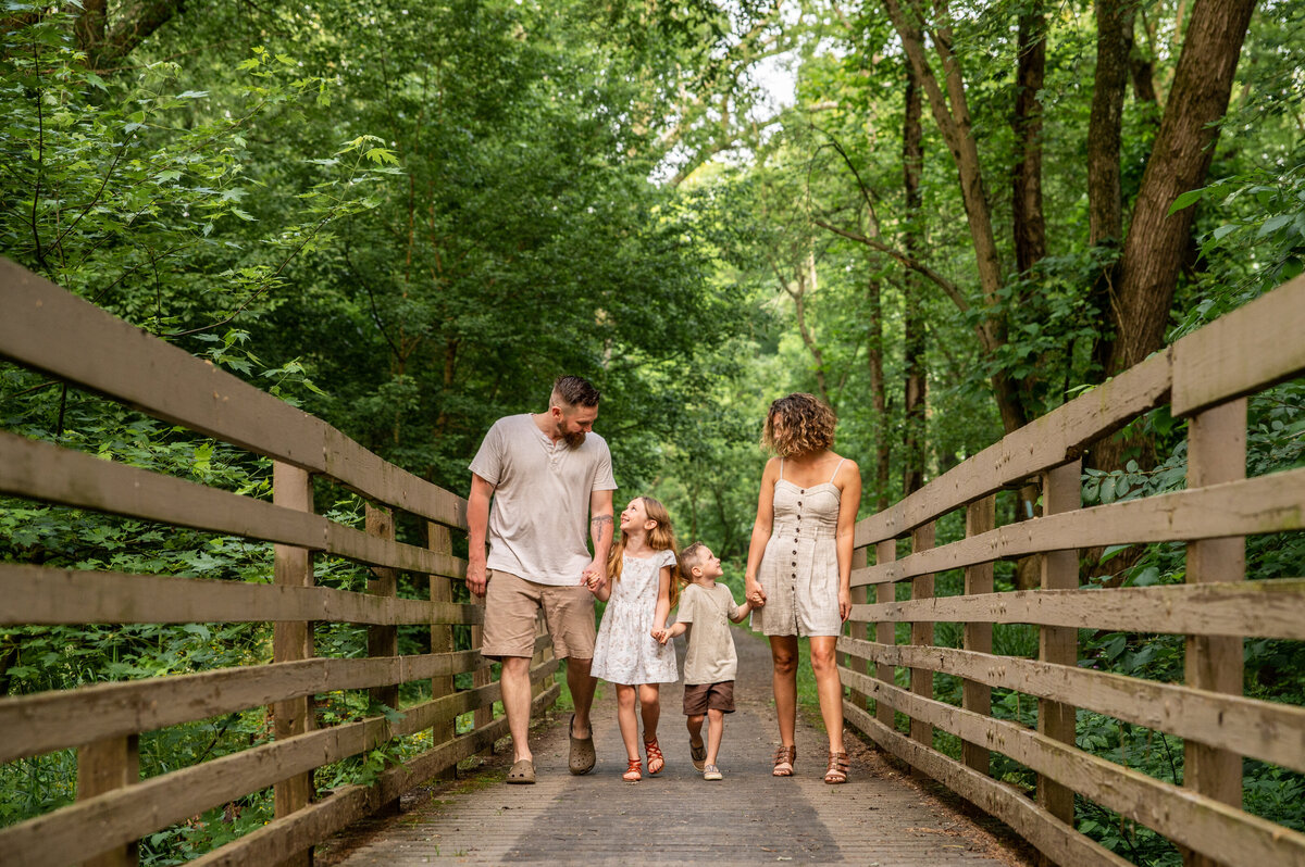 Summer family photos in Bolivar, Ohio at the Towpath Trail on the Tuscarawas River.