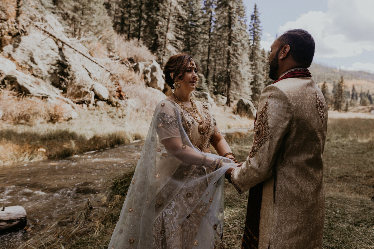 bride and groom exchanging vows in Jemez Springs, New Mexico