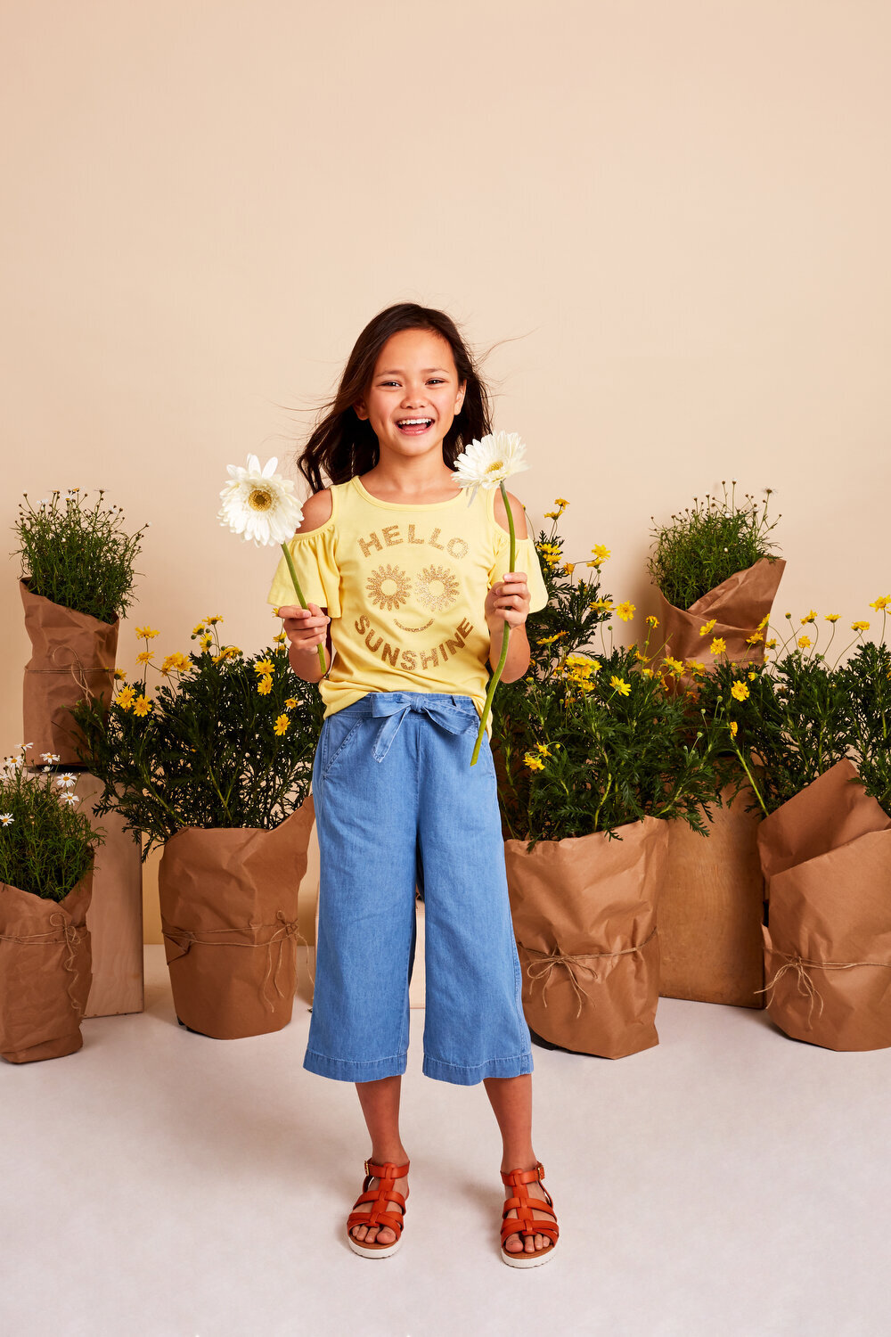 Greer Rivera Photography Kids Editorial Photoshoots Marin CA Girl holding flowers and smiling