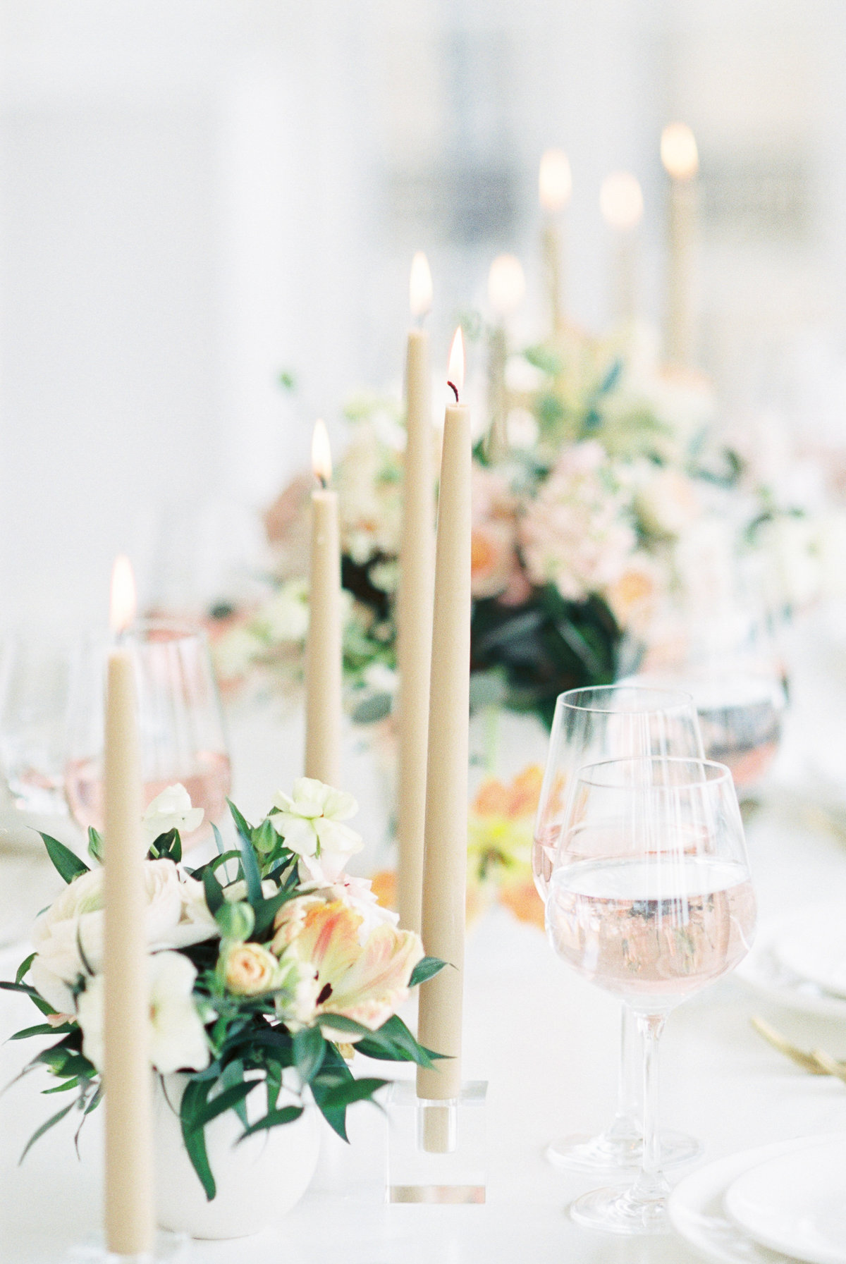Tablescape of a wedding reception table