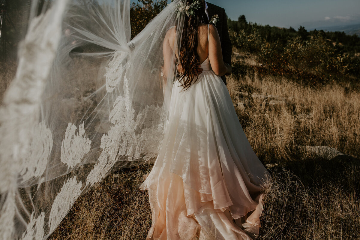 Dip-dyed wedding dress with blush