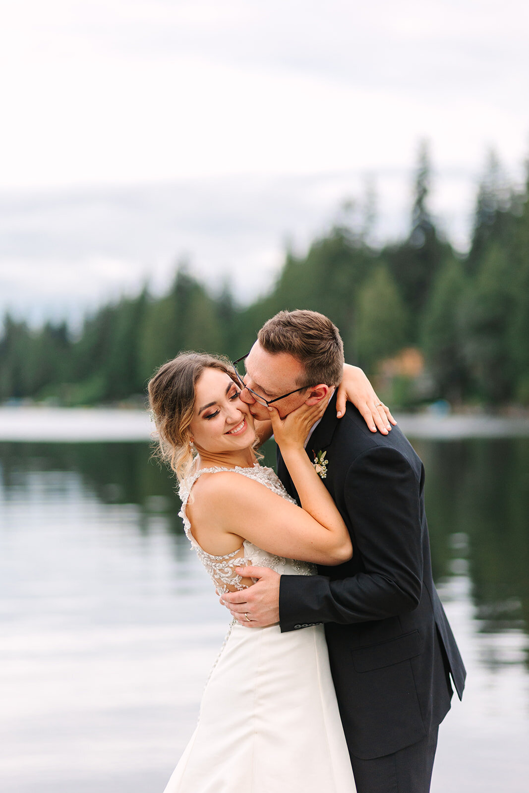 Couples Photos on the dock at Green Gates at Flowing Lake by Joanna Monger Photography