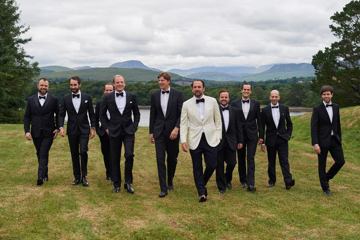 Groom with Groomsmen in Ireland Sheen Falls Lodge Wedding