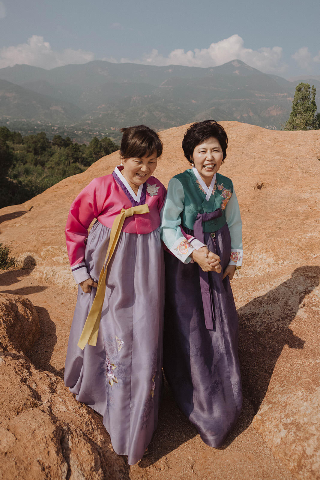 mothers wearing hanboks at denver colorado wedding