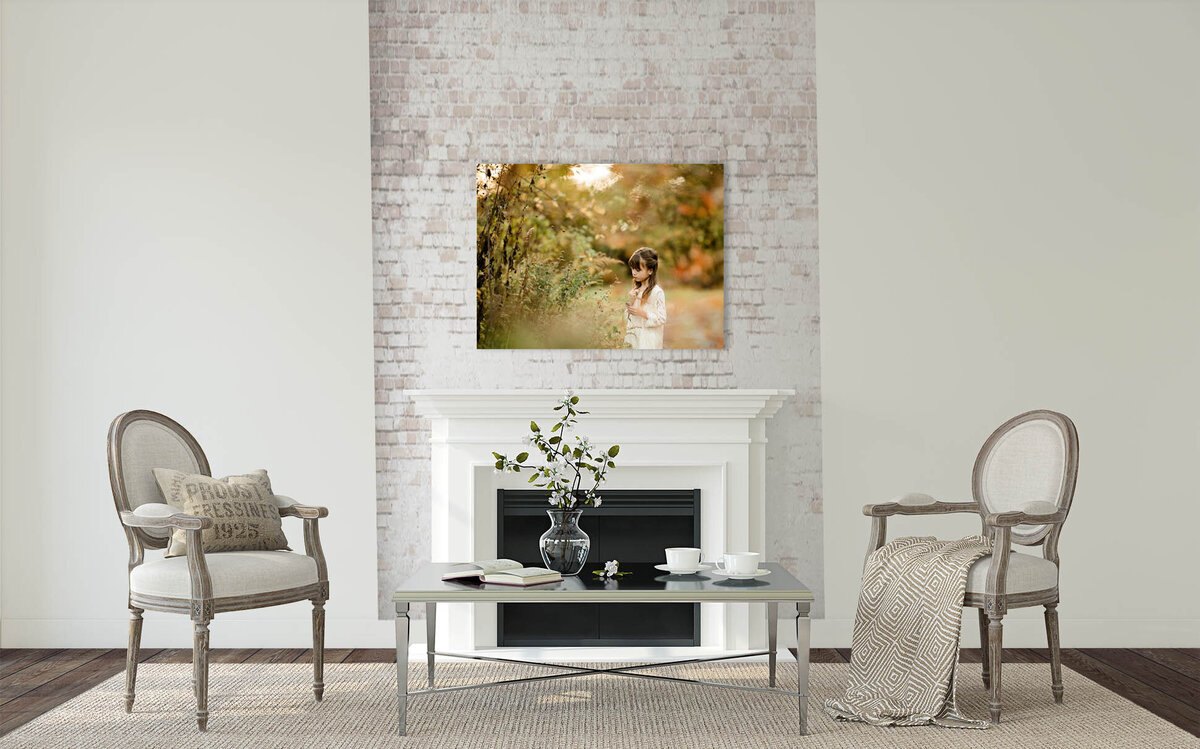 Large Canvas of girl portrait over fireplace-Portrait Photographer in Westfield