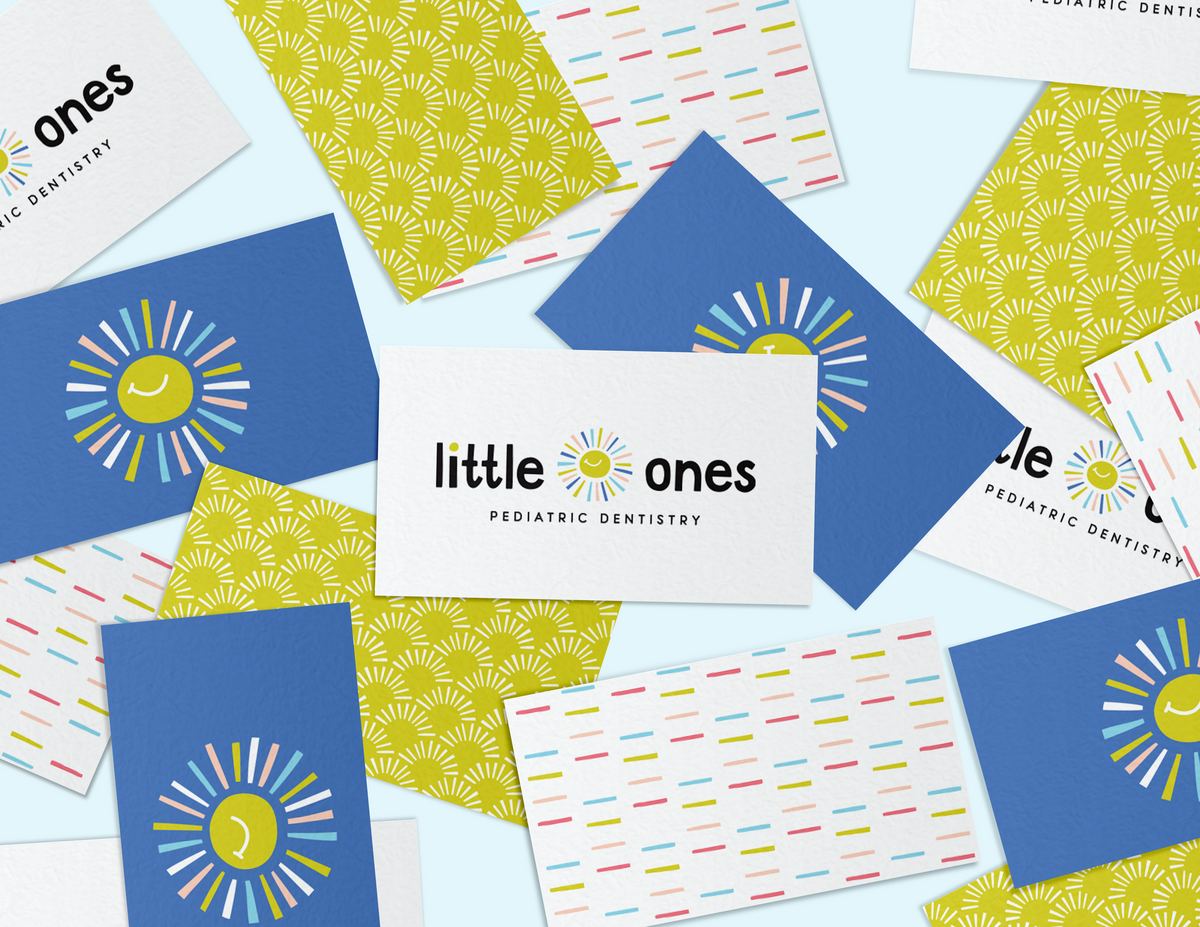 Little Ones Pediatric Dentistry business card designs. Brand design by Pace Creative Design Studio