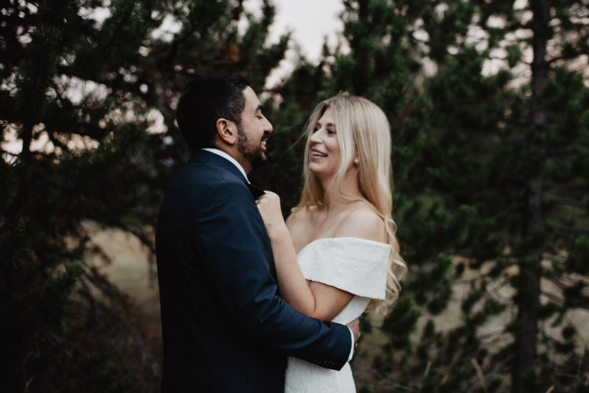 Photographers Jackson Hole capture couple laughing during bridals