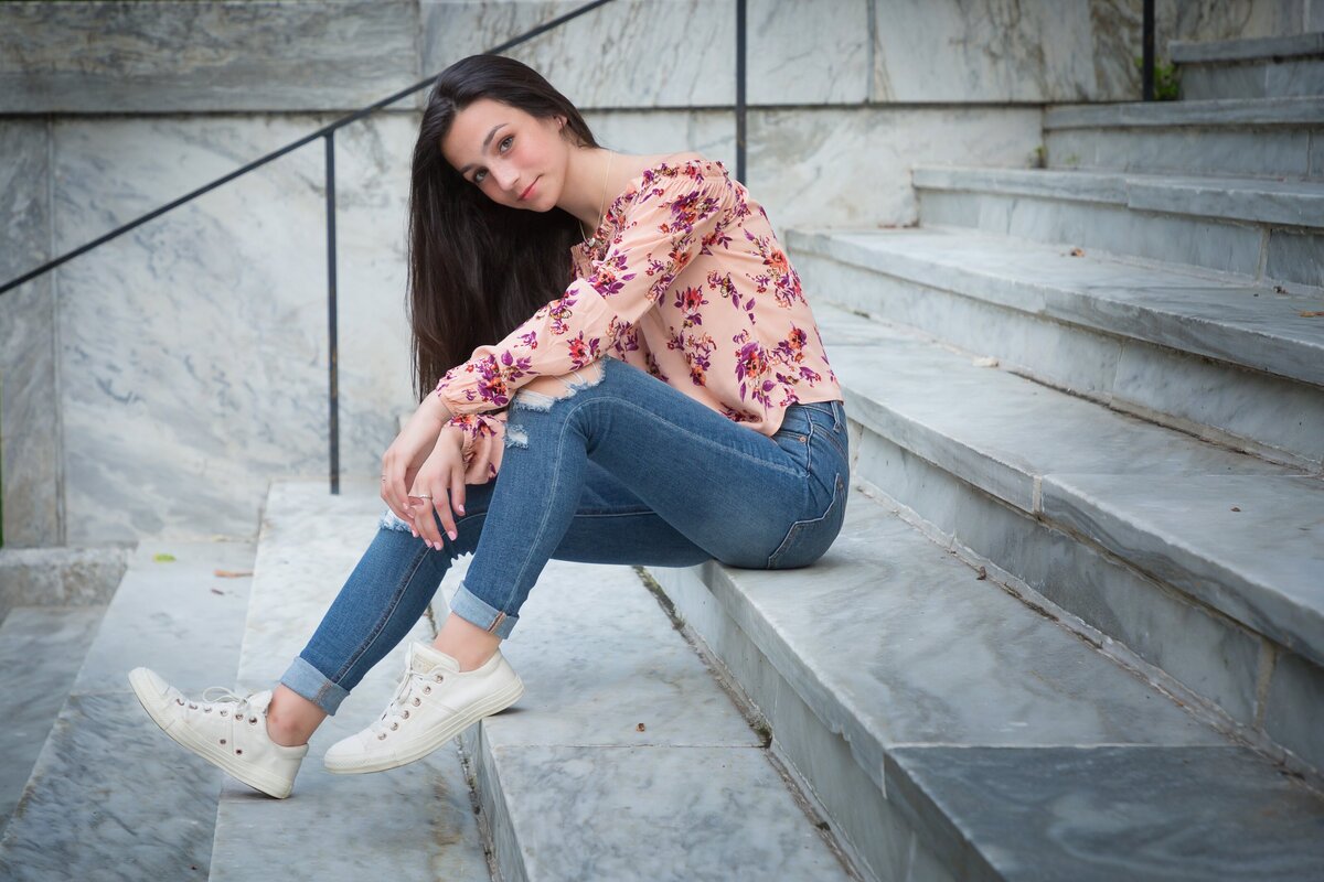 bat-mitzvah-preshoot-girl-sitting-on-stairs-asbury