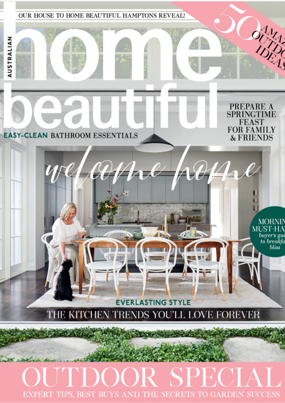 Home Beautiful magazine outdoor special featuring Lisa Hunter Interiors dining and kitchen design