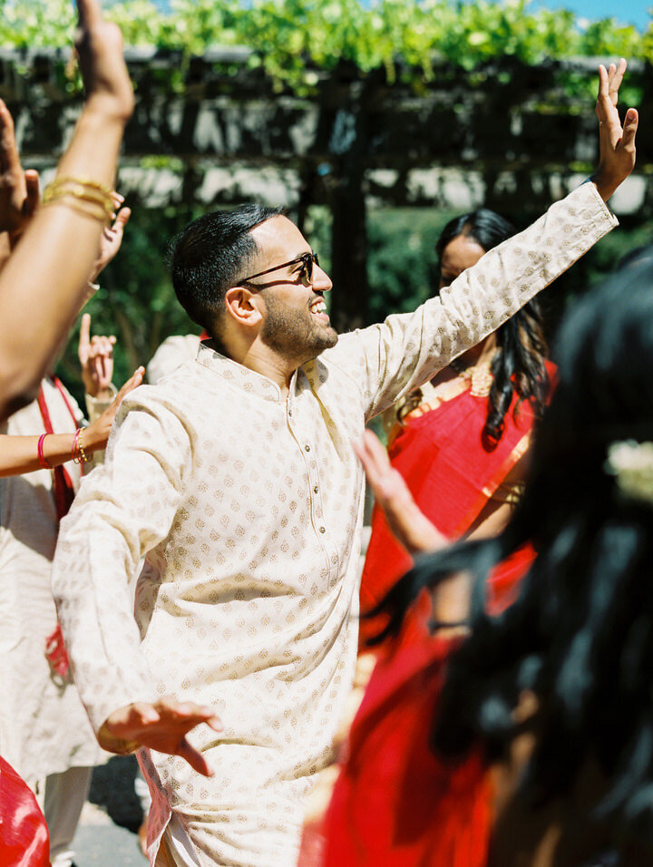 baraat dancing at holman ranch indian wedding