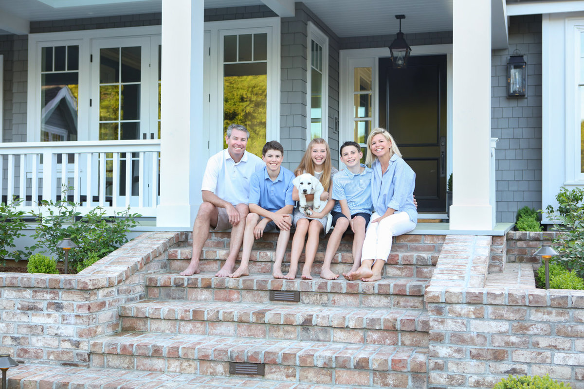 Family of Five and Dog Front House