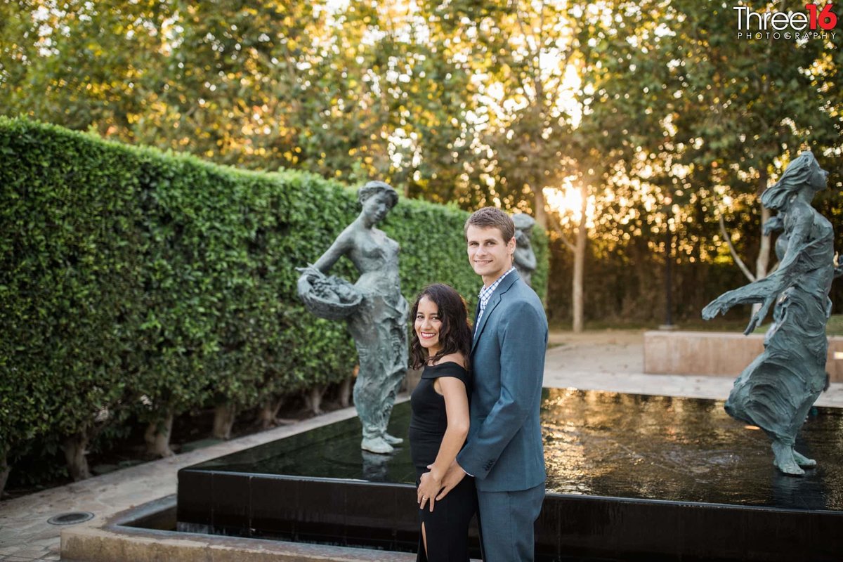 Sculpture Garden Engagement Photos Cerritos Los Angeles County Wedding Professional Photographer Unique Park