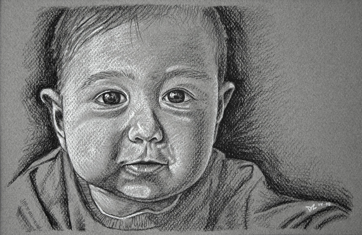 2008-04 Sampson Charcoal - charcoal on grey paper - 10X14-2