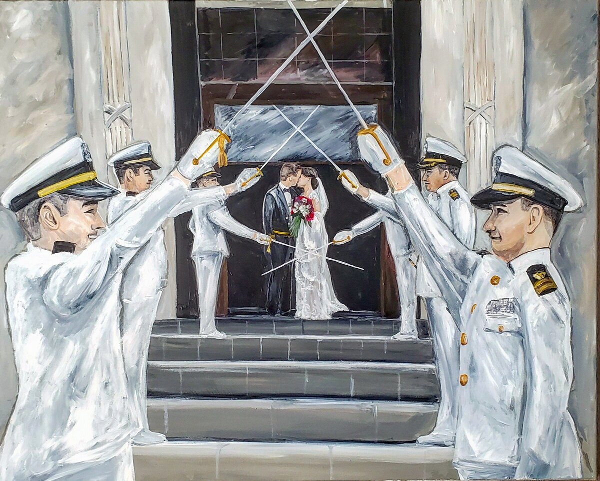 US Naval Academy wedding live painting in Annapolis Maryland