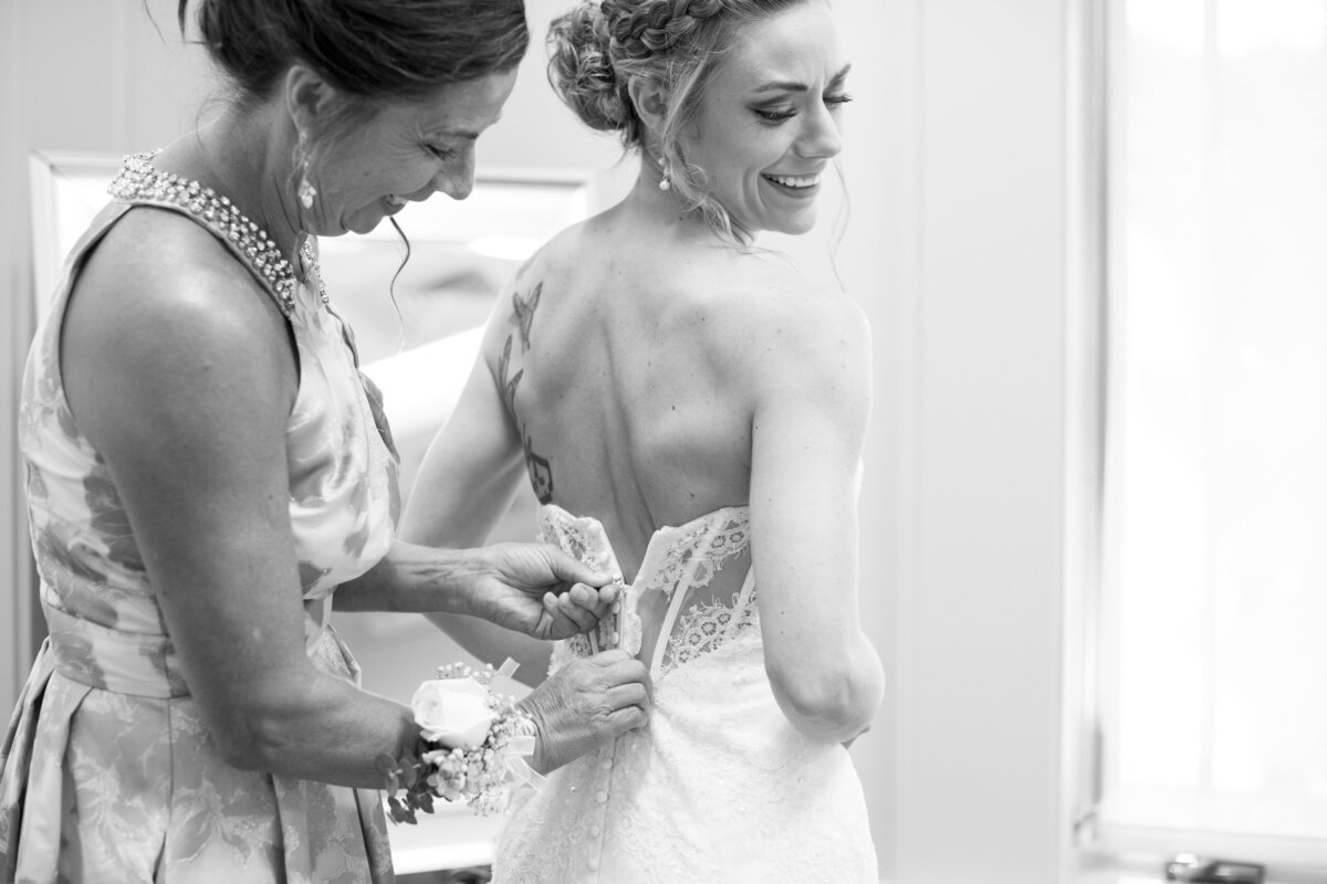 Bride getting ready with mother The NC Arboretum wedding Asheville, NC
