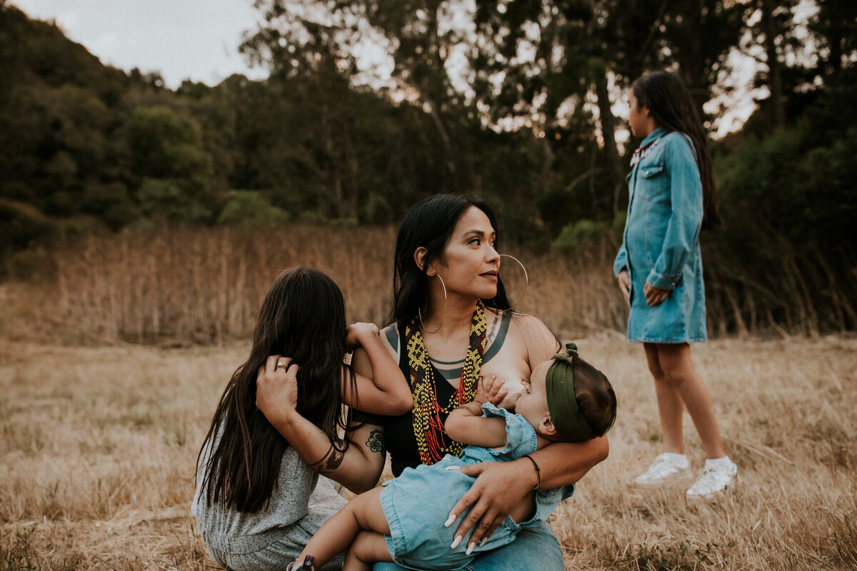 Breastfeeding motherhood portrait of Bay Area Mom and children.