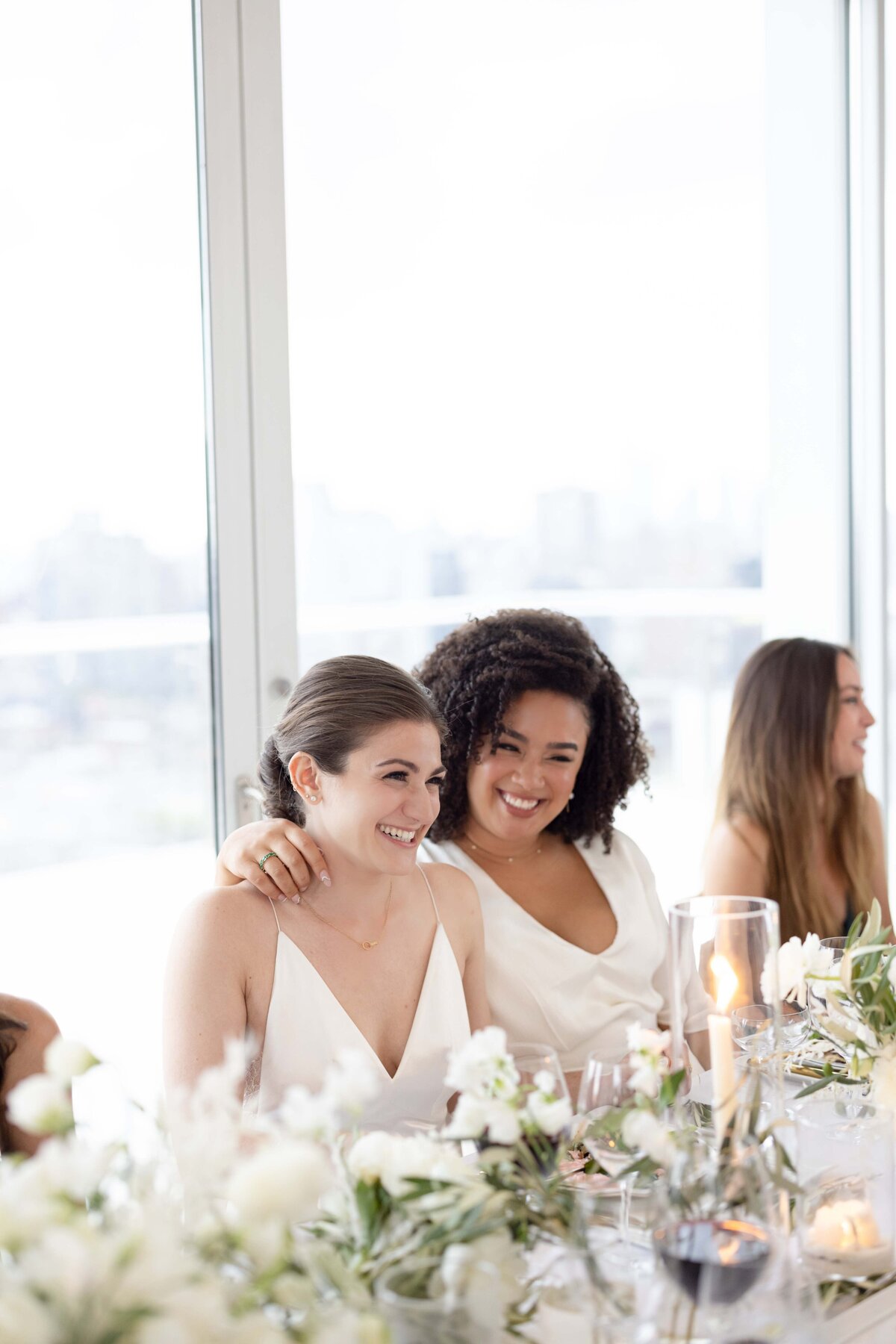 Modern NYC Wedding Brides at Sweetheart Table