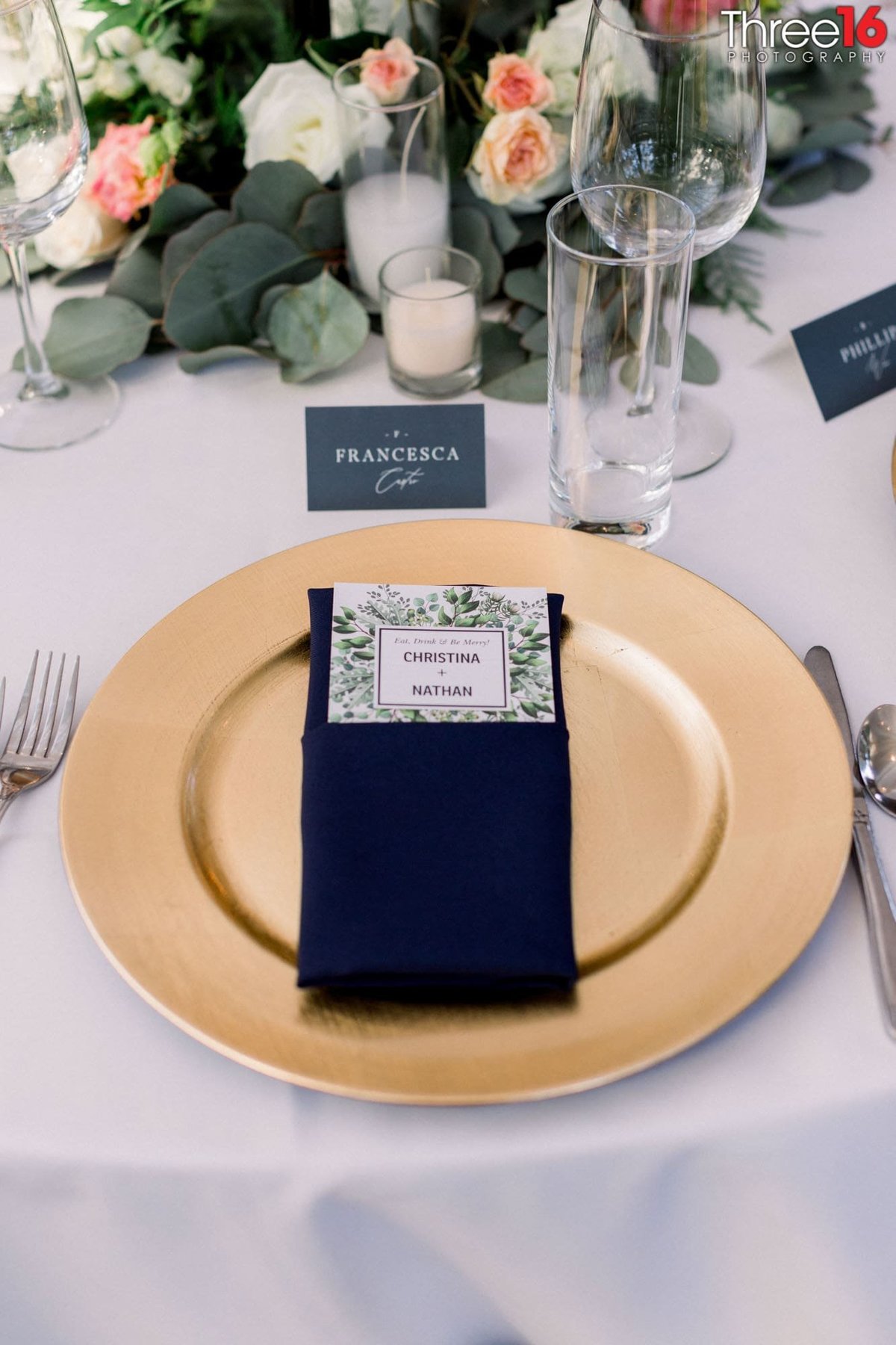 Place setting at a wedding reception