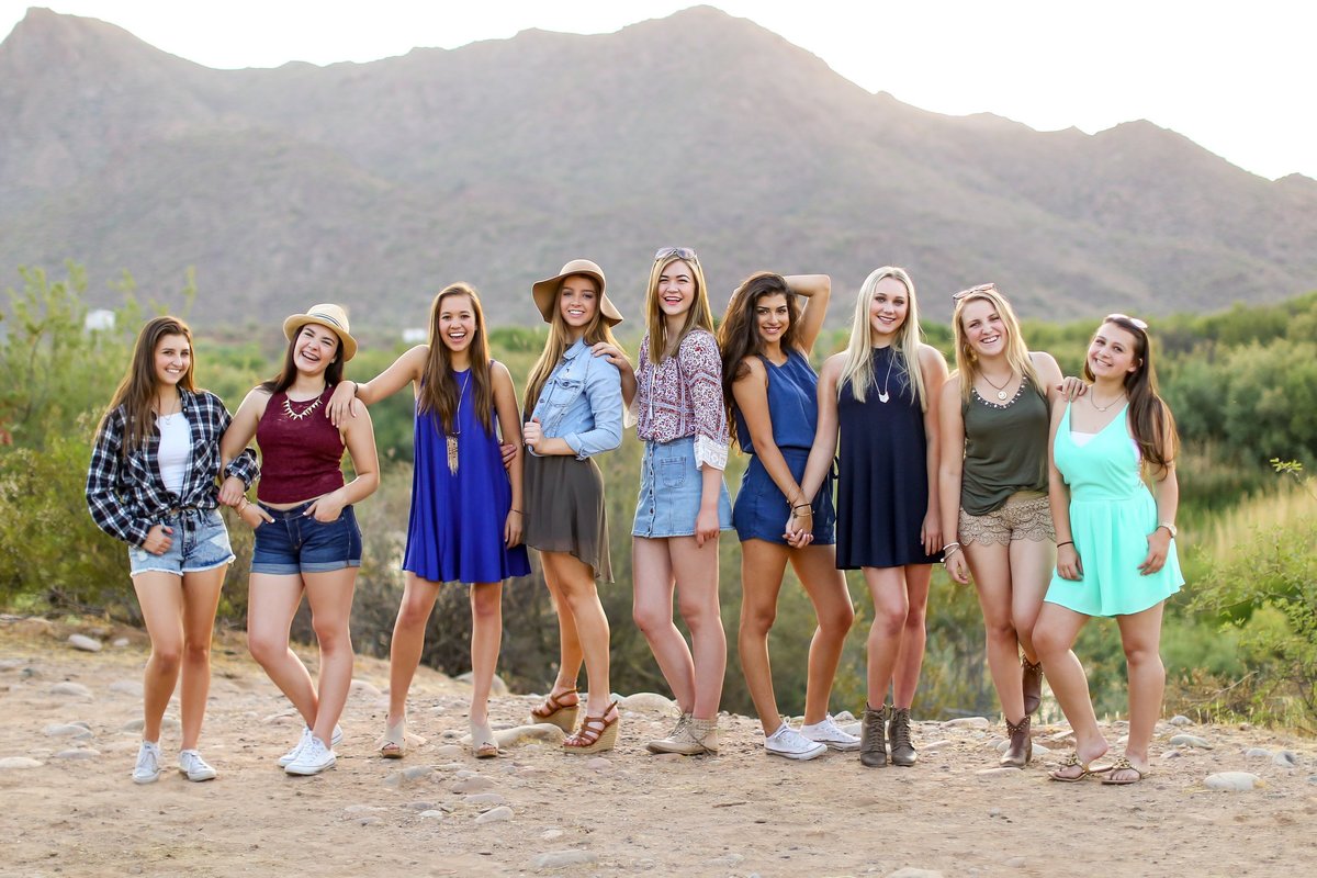 Senior model team photo shoot at Salt River in Mesa, Arizona