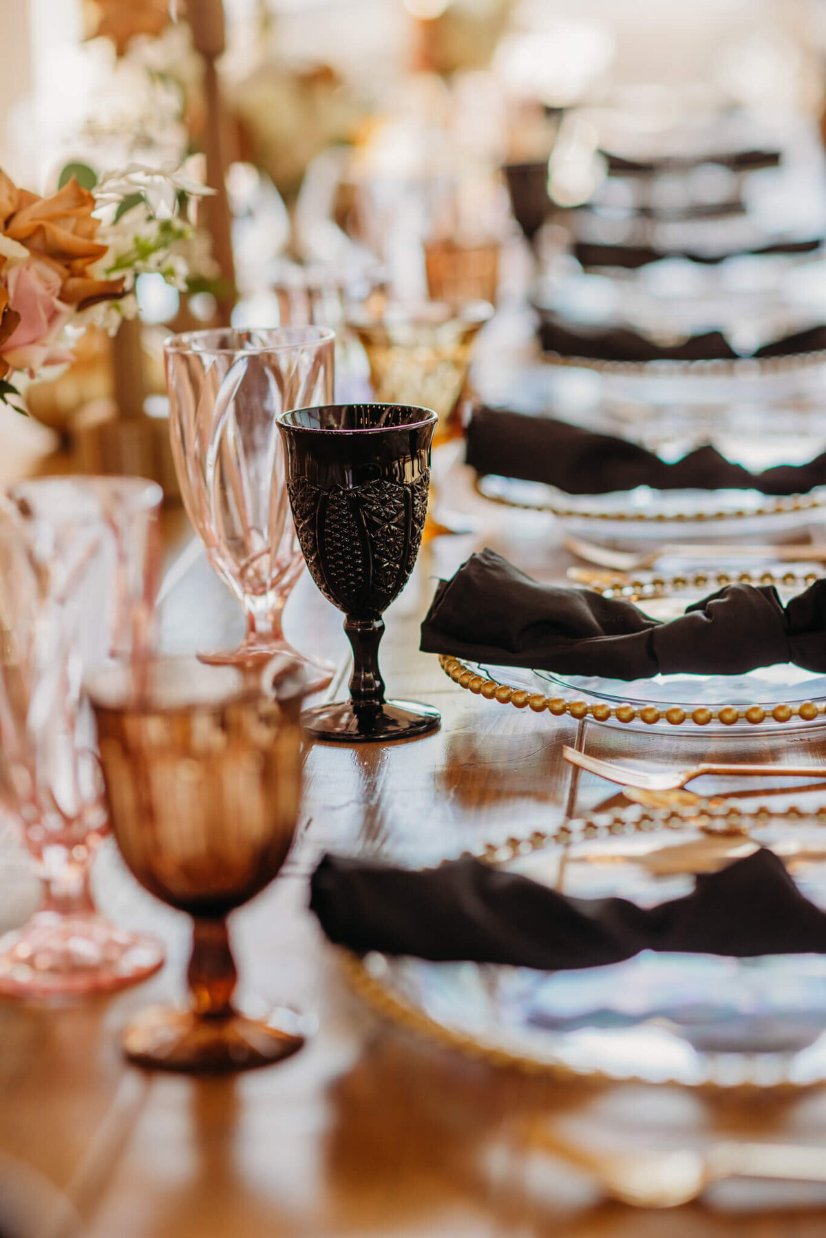 Photo of glass silverware at a wedding