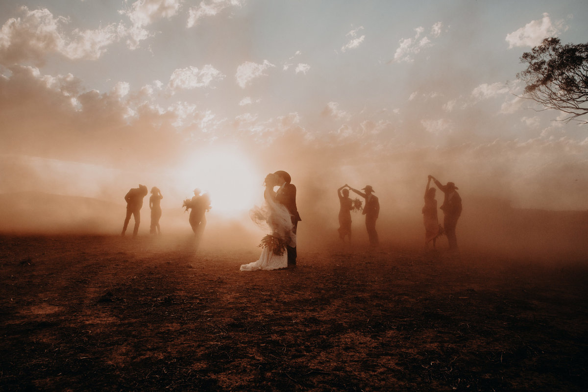 Bridal Party in dust storm