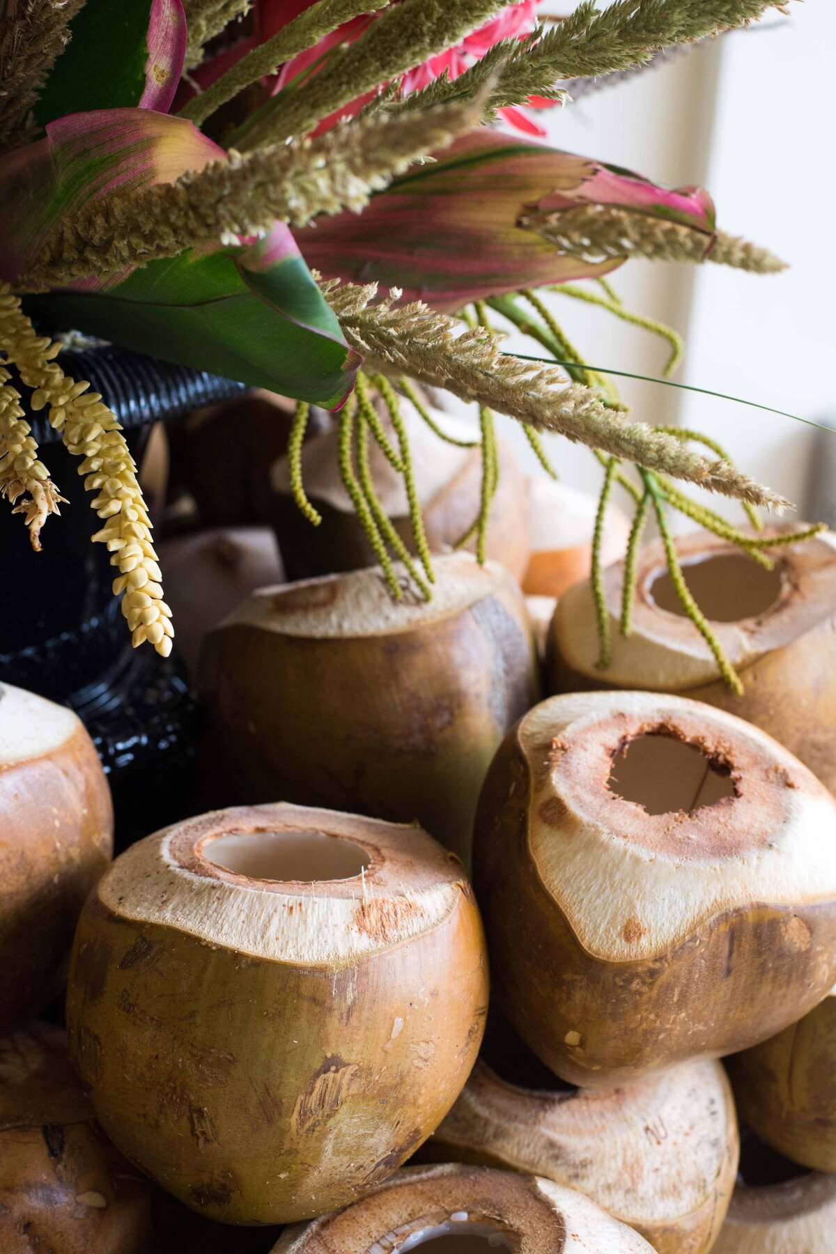 Empty coconuts are used as a decoration