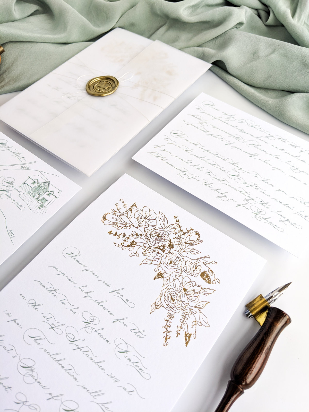 Gold Foil Custom Invitation | Jenni Liandu Calligraphy