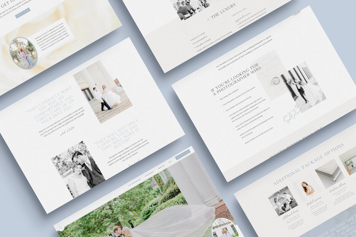 a mockup showing a stylish investment page for a photographer