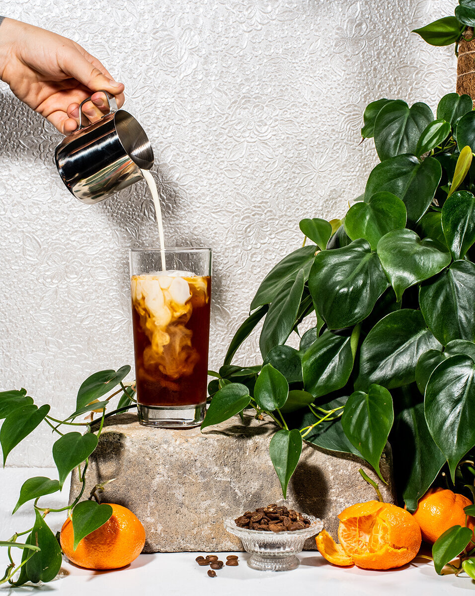 cold brew coffee pour photography still life