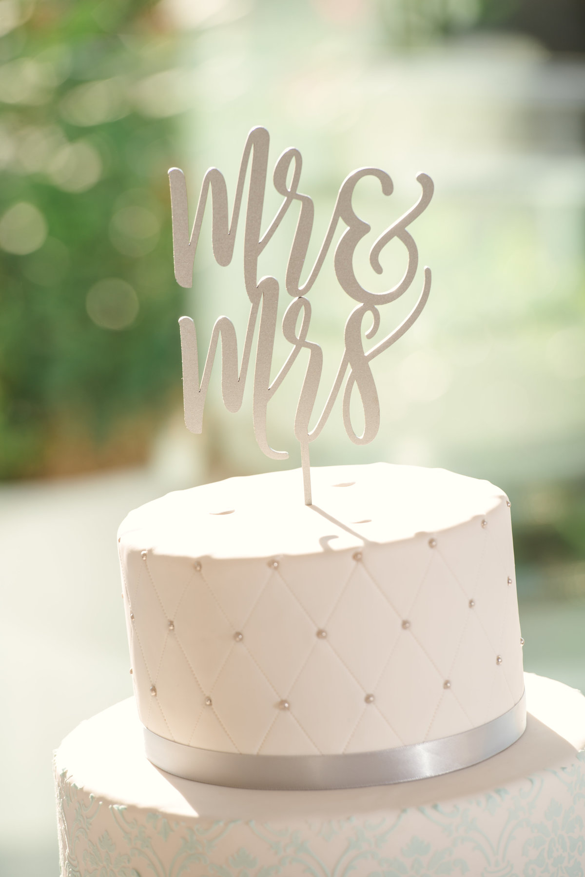 Mr and Mrs cake topped