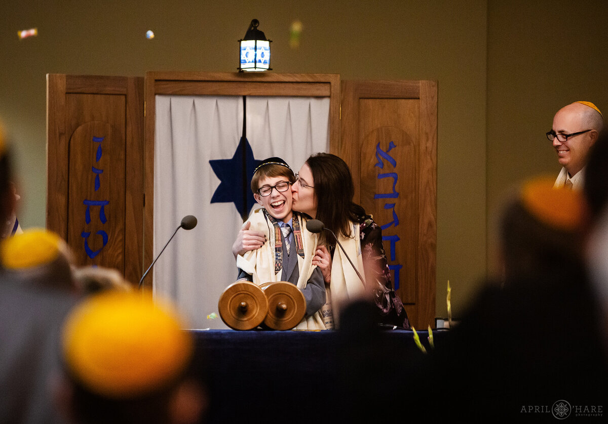Candy Thrown at the Bar Mitzvah Boy at his Service in Fort Collins Colorado