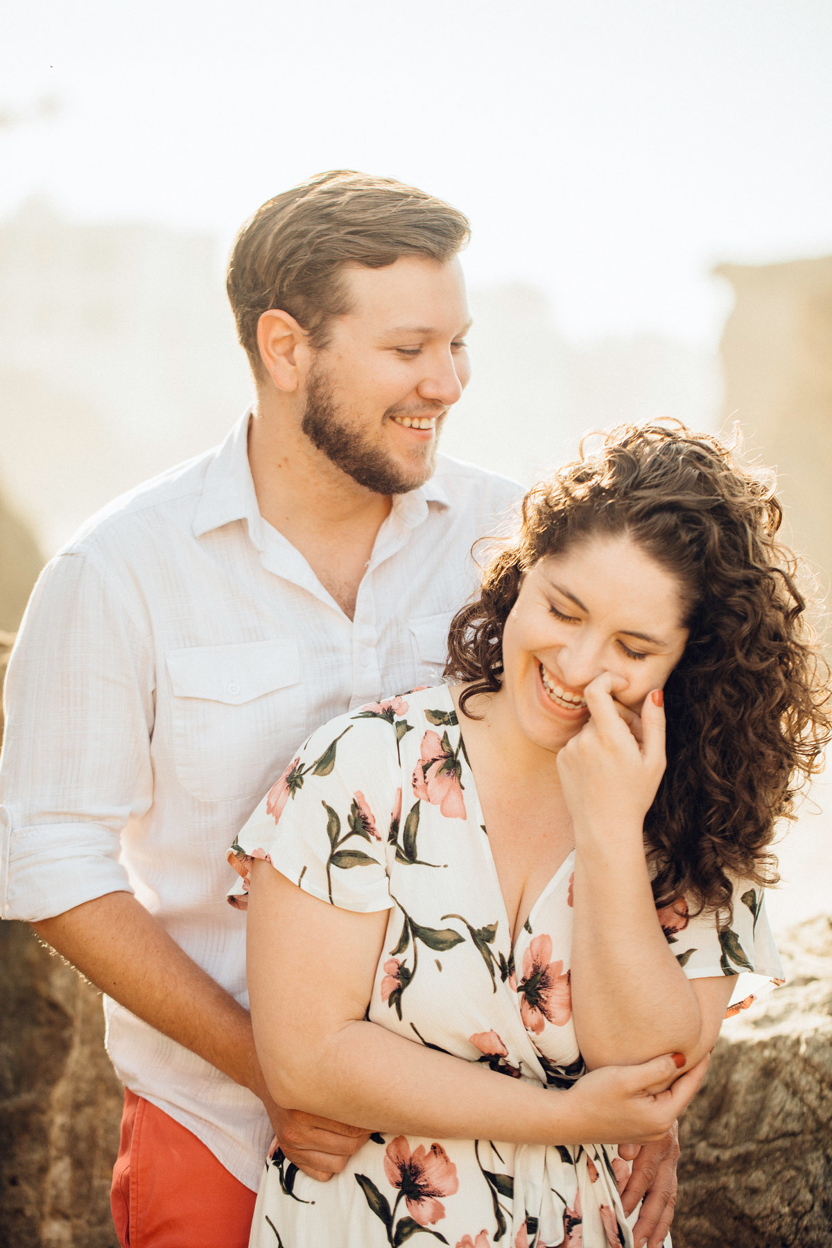 Engagement Photograph Of  Man And Woman Laughing Los Angeles