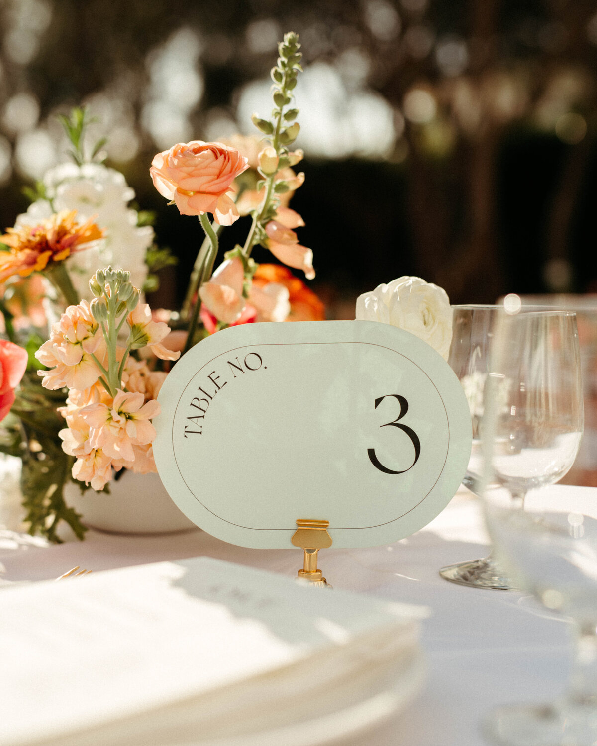 Mint and Gold Table Number