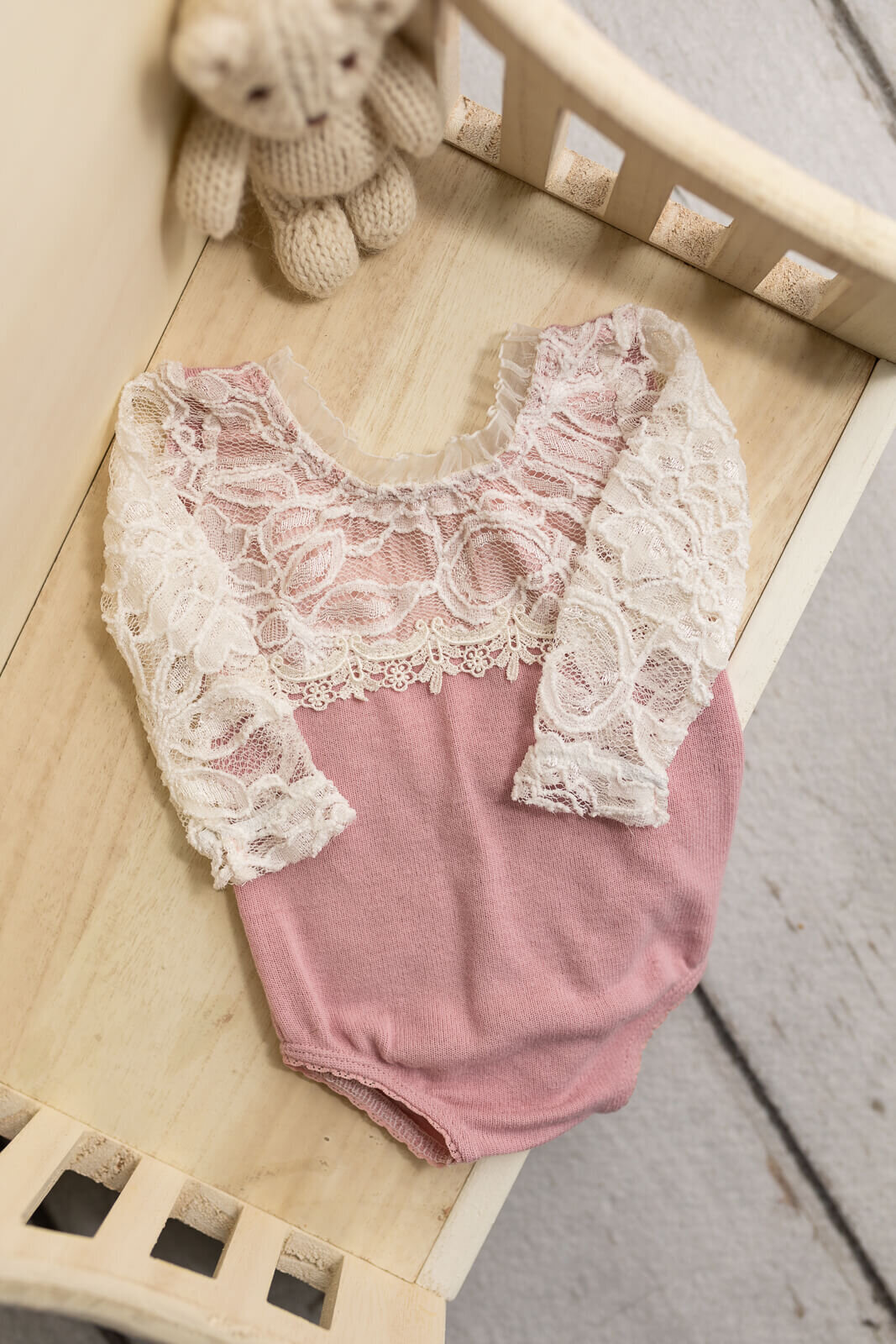 Sweet lace top with pink bottom newborn photography  girl outfit.