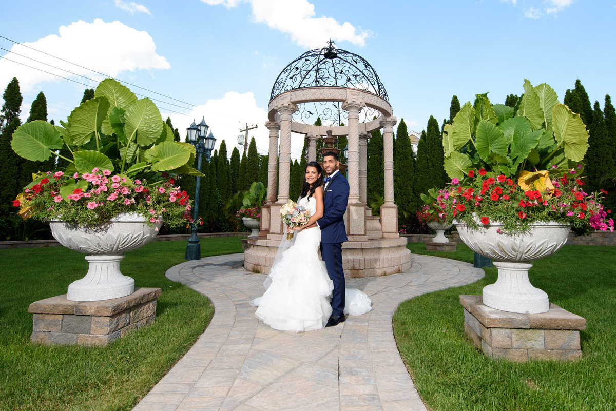 Bride and groom at the gazebo of The Sands