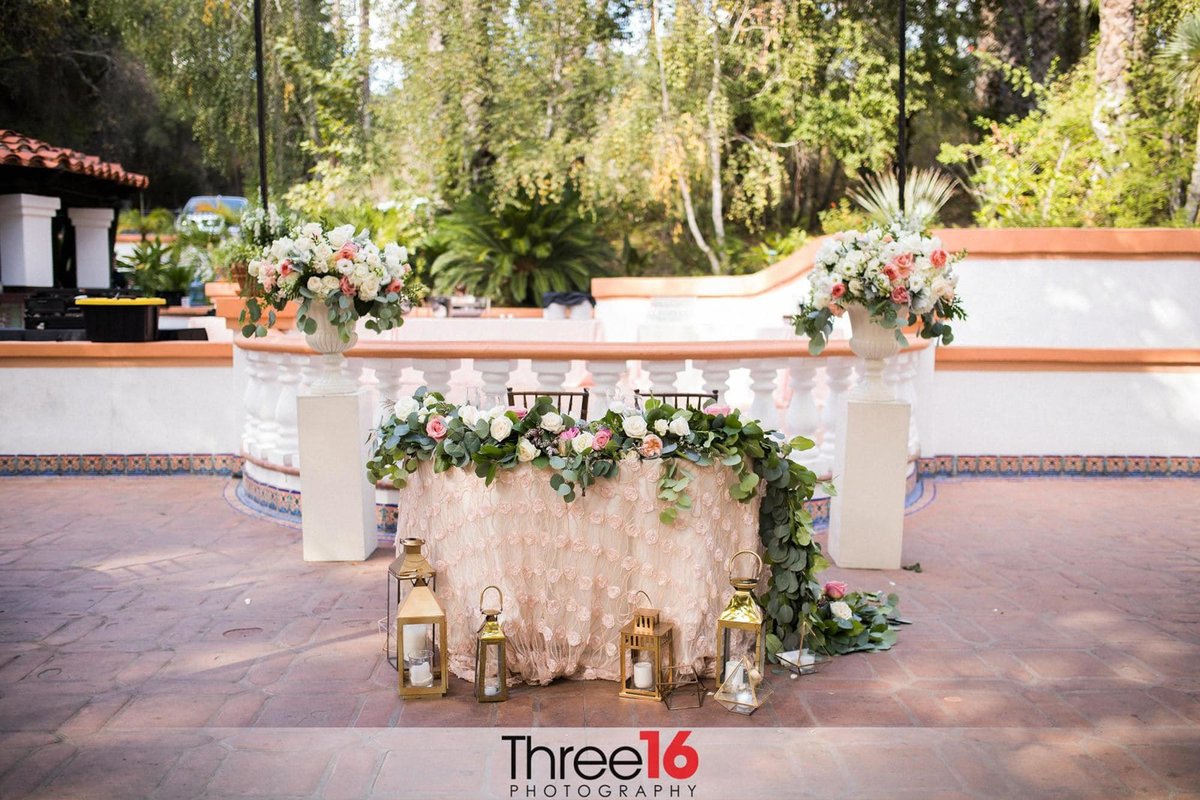 Sweetheart Table at a Rancho Las Lomas wedding reception