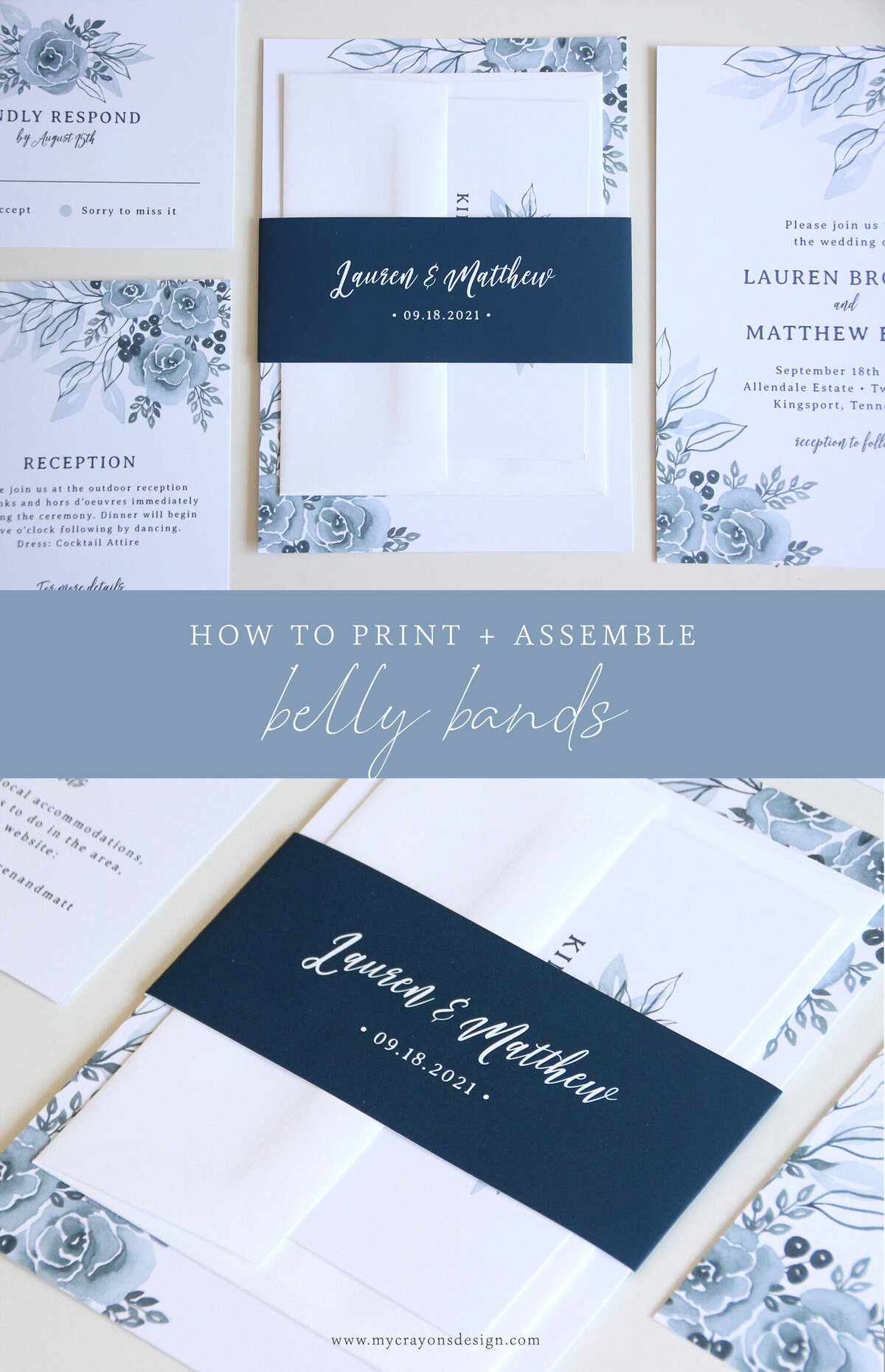 how to assemble belly bands for wedding invitations